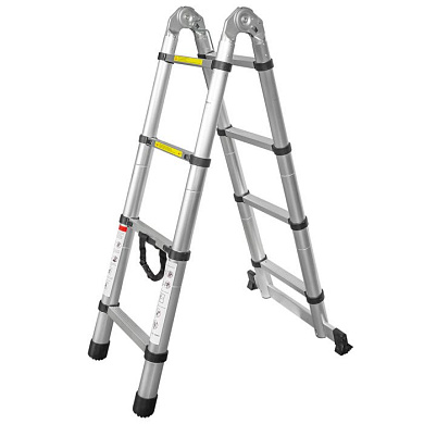 Лестница-стремянка телескопическая алюм. бытовая 1.3+1.3м, 4+4 ступ. Forsage F-UP130-M