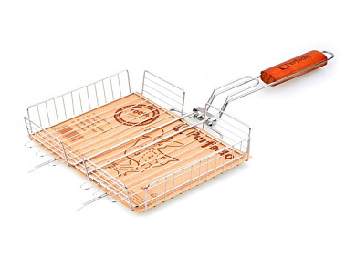 Решетка-гриль, 280x220 мм, нержавеющая сталь, деревянная ручка PERFECTO LINEA 47-001107