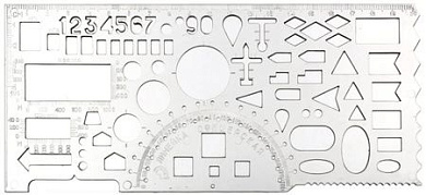 Линейка фигурная, 20 см, прозрачный