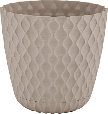 Горшок для цветов InGreen Wave с дренажной сеткой и съемным поддоном 4,7л, D205мм платан Пластик Репаблик IG650310105