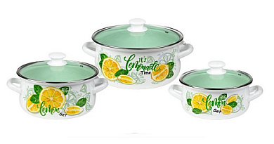 Набор кастрюь сет-1-ЭКСТРА, 2, 3, 4 л, белая Керченский металлургический завод 61904-ЛИМОННЫЙ СЕТ
