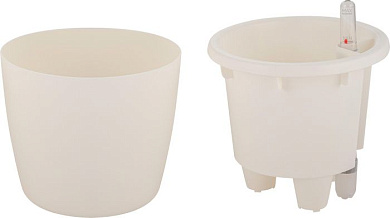 Горшок с автополивом InGreen Munchen D160мм/2л с внутренней вставкой 1,6л, круглый белый Пластик Репаблик IG622011048