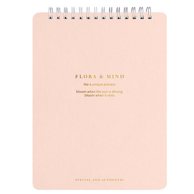 Блокнот "Flora", А5, 80 листов, в клетку, розовый