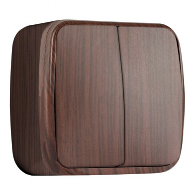 Выключатель 2-клавишный ОП Минск 10А тёмное дерево EKF EGV10-023-40