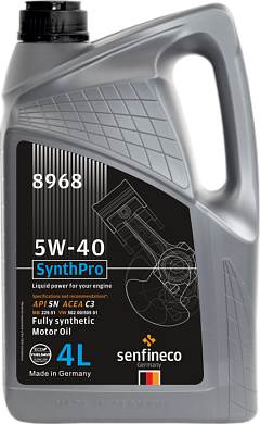 Масло моторное SynthPro 5W-40 API SN ACEA C3, бут.4 л. Senfineco 8968