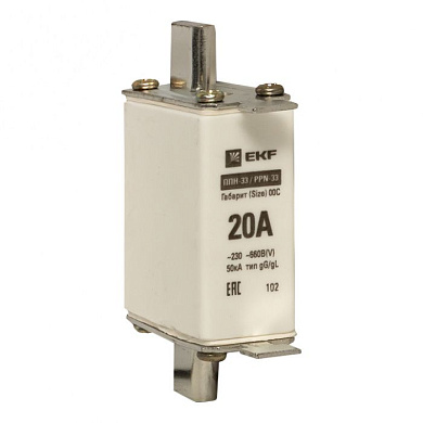 Плавкая вставка ППН-33 100/ 20А габарит 00С EKF fus-33/100/20