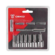 Набор бит PH, SL, торцевых головок 5-12 мм 1/4'' 13 пр. DEKO 065-0763