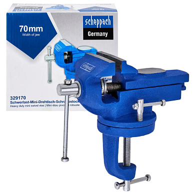 Тиски слесарные поворотные мини, ширина губ - 70 мм Scheppach Sch-329170
