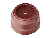 Розетка 1-ая (открытая, б/з, з/ш) коричневая, Ретро, (без монтажной панели) Bylectrica РА16-0205кор