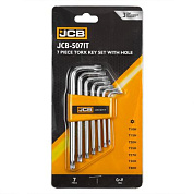 Набор ключей Г-образных TORX с отверстием, 7 пр., Т10Н-Т40Н JCB JCB-5071T