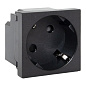 Розетка 45х45 с зазем, 45 градусов, быстрозажимные клеммы, черная, матовая EKF E2MR16-028-30-45-SL