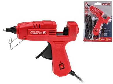 Пистолет клеевой GG 0710-3 в блистере, 20 Вт, 7,2 мм, 8 г/мин WORTEX LX 0323216