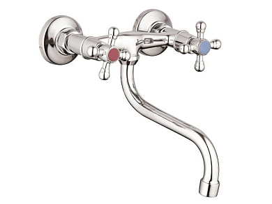 Смеситель для кухни вентильный, тип I, серия 490, короткий поворотный S-излив. эксцентриков нет ECONOCE EC0490-1