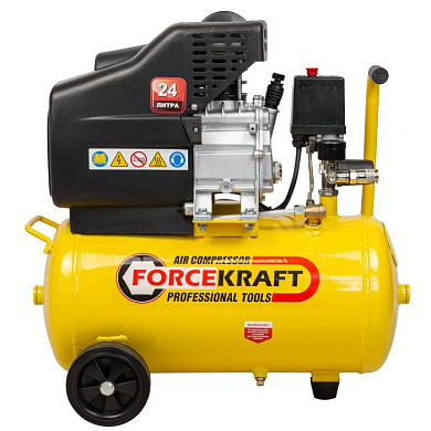 Компрессор поршневой с прямым приводом, ресивер 24 л, 8 бар, 138л/м, 1100W, 230V ForceKraft FK-BM20/24