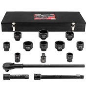 Набор головок ударных 15 пр. 1'' 6-гр. 36-80 мм, в метал. кейсе ForceKraft FK-8141-5MPB