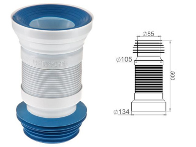 Гофра для унитаза армированная 500 мм AV Engineering AVE129500