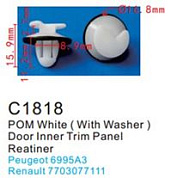 Клипса для крепления внутренней обшивки а/м Рено пластиковая, 100шт Forsage клипса C1818(Renault)