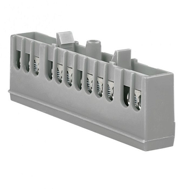 Шина "фаза" L (6х9мм) 12 отверстий латунь серый изолированный корпус на DIN-рейку EKF PROxima sn0-63-12-is