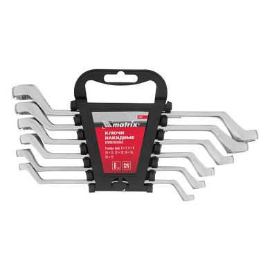Набор ключей накидных, 6-17 мм, CR-V, 6 шт., полированный хром Matrix 15331