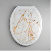 Крышка унитаза "Декор" "Белый мрамор" белая РУССПЛАСТ РП-813 БелМрамор