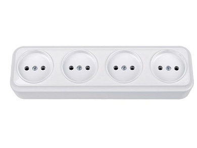 Розетка 4-ая (открытая, б/з) белая, Вариант, Bylectrica РА16-0181