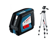 Нивелир лазерный GLL 2-50 со штативом в кор., проекция: крест, до 50 м, +/- 15 мм, резьба 1/4" Bosch 0601063105
