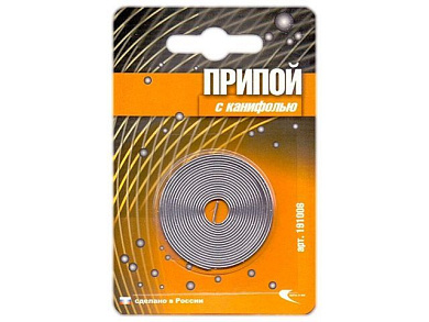 Припой ПОС 61 трубка, спираль ф1 мм, с канифолью в блистере Векта 191006