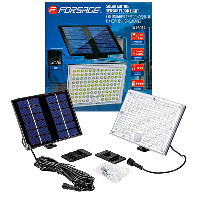 Светильник светодиодный на солнечной батарее с датчиком движения, 113 светодиодов SMD Forsage F-WL6012