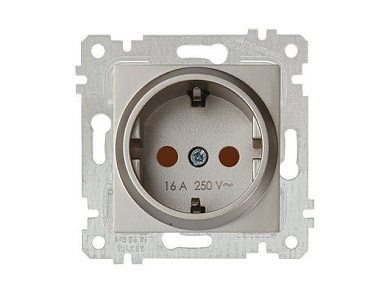 Розетка 1-ая, скрытая, без рамки, с/з, шторки, титан, RITA, 16 A, 250 V, IP 20, Mutlusan 22006050283
