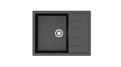 Мойка каменная, прямоугольная одночашевая, 645*505мм, черный, врезная, Berge 87013
