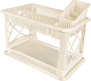 Сушилка для посуды Plast Team с поддоном 2-х ярусная 490×175×325 мм молочный туман Пластик Репаблик PT155812048