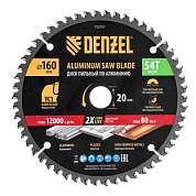 Пильный диск по алюминию ф160 х 20 мм, 54 зубьев Denzel 733737