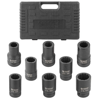 Набор головок ударных глубоких 1" 8 пр., 12-гр., 22-41 мм Forsage F-8081-9MPB