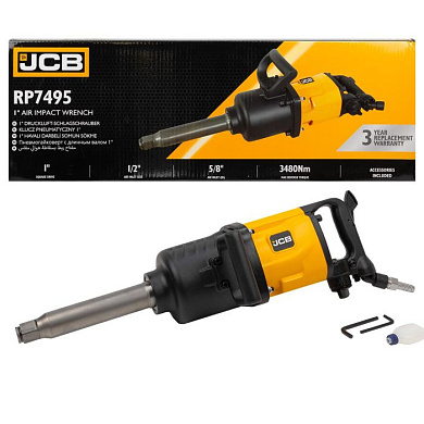 Пневмогайковерт ударный с длинным валом,реверсом и регулировкой усилия 1'', 3486/4200Hм, 2800 об/мин, 6.3bar, 340 л/мин, JCB JCB-RP7495