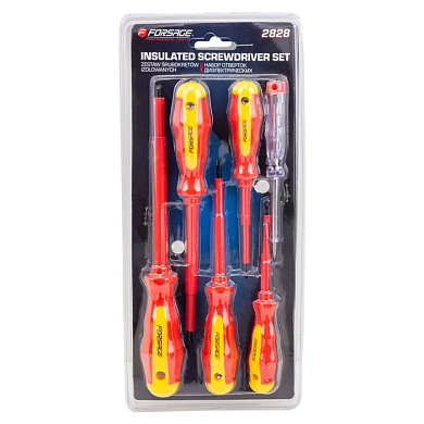 Набор диэлектрических отверток PH, SL, индикаторная отвертка 6 пр Forsage F-2828