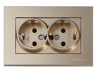 Розетка 2-ая, скрытая,с/з, золото, RITA, 16 A, 250 V, IP 20, Mutlusan 22202020280