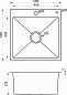 Мойка нерж. сталь, квадратная одночашевая, 500*500мм, сатин, PVD покрытие, универсальная (3,2мм) AKS 106640