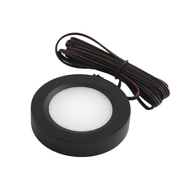 Светильник светодиодный круглый врезной/накладной STAR 2W/12V, черный, 4000К AKS 92041