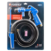 Пневмопистолет пескоструйный шлангового типа, 2 сменных сопла, вход 1/4'', шланг 1 м, расход воздуха 180 л/мин, давление 6 бар Forsage F-SB-03
