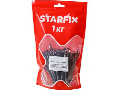 Гвозди строительные 2.5х60 мм ГОСТ 4028-63, 1 кг в дой-паке Starfix SMD2-50948-1