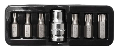 Набор бит TORX TR Т25-Т55 10 мм L30 мм, с битодержателем 1/2'', в ложементе 7 пр Forsage F-4074TH