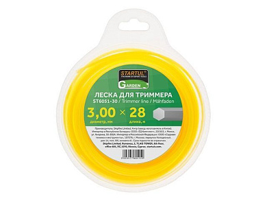 Леска для триммера Ø3мм х 28 м, шестигранного сечения, Startul Garden ST6051-30