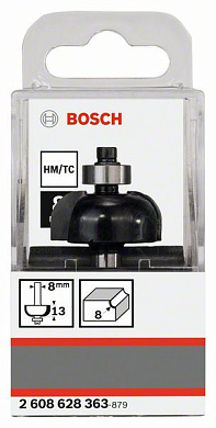 Фреза галтельная 8xR8xD28,7xL54 мм, Bosch 2608628363