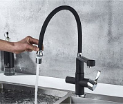 Смеситель для кухни, латунь, черный гибкий излив, черный GERHANS K14090B-2