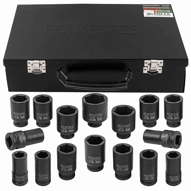 Набор головок ударных глубоких 16 пр, 3/4'' 17-50 мм в метал. кейсе RockForce RF-6162-5MPB