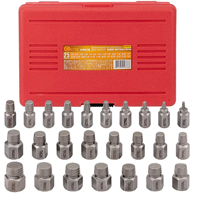 Набор головкок-экстракторов для извлечения поврежденных болтов/гаек 25 пр FORSTIME FT-630025B