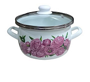 Кастрюля 4,0л (сфера) "Пионы пурпур." Сантэкс 1-2440112(Бл)(ПП)