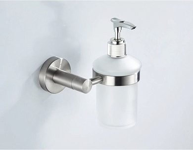 Дозатор жидкого мыла, нержавеющая сталь SUS 304 + стекло, сатин Ledeme L71727