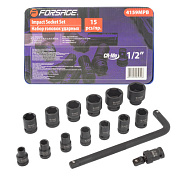 Набор головок ударных 15 пр. 1/2", 6-гр., 10-32 мм Forsage F-4159MPB