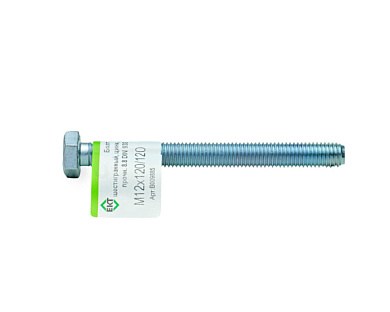 Болт с шестигранной головкой М12х120/120, DIN933, ГОСТ 7798-70, прочн. 8.8, цинк, 1 шт ЕКТ B009885